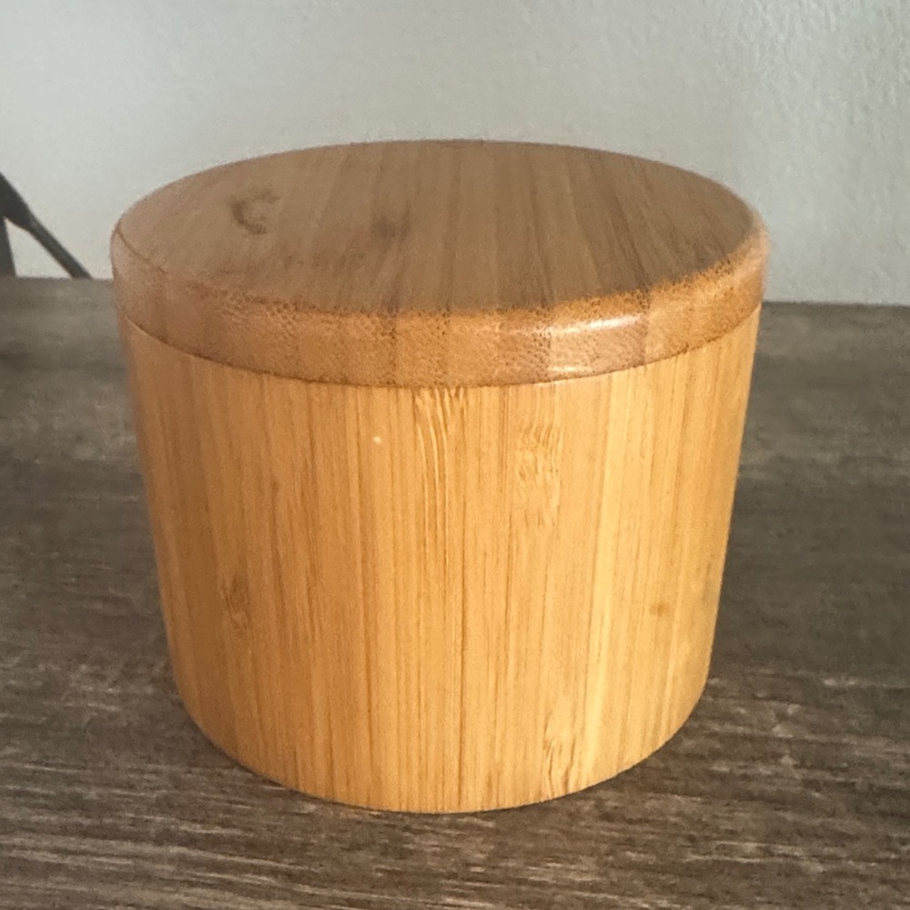 Bamboo salt container.